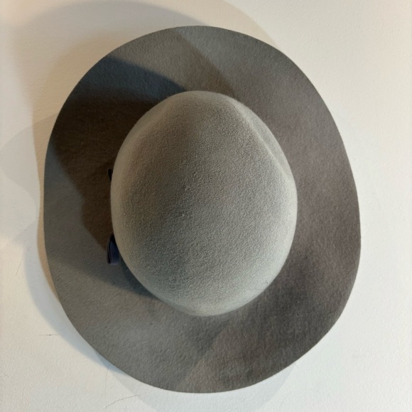 BRIXTON Hat 100% Wool 56 cm Band Bow Grey Round Top - Picture 4 of 7